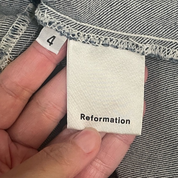 REFORMATION Denim LEXI Crop Blue Sleeveless Square Neckline Bustier Tie Front 4 - Picture 7 of 12